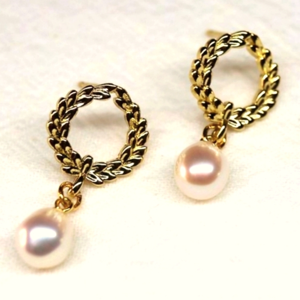 🌷Vintage Round Chainlink with Pearl Drop Earrings🌷